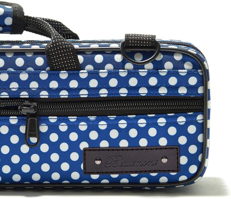Beaumont Blue Polka Dot Flute Case - Lightweight Canvas C Case With Shoulder Strap for Yamaha, Jupiter, Trevor James Flute - Image 3