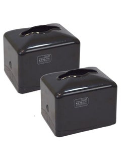 LACOT GENERAL TRADING LLC Tissue Box Holder for Facial Paper Napkin for Bathroom Vanity Countertop, Nightstand, Office, Mini, Black Set of 2 pcs  - Image 1