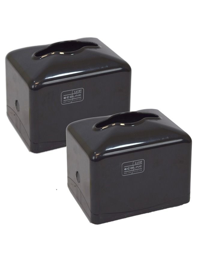 Tissue Box Holder for Facial Paper Napkin for Bathroom Vanity Countertop, Nightstand, Office, Mini, Black Set of 2 pcs