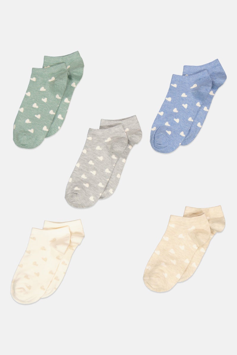 XOXO Women 5 Pair Allover Printed Ankle Socks, Multicolor - Image 1