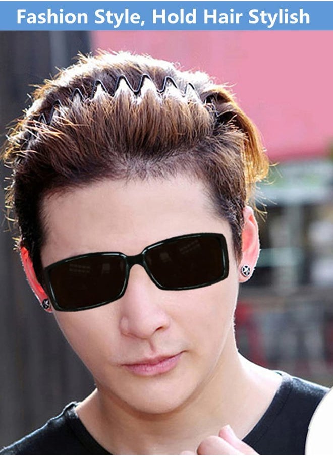 bodbop XINGZHE - Metal Hair Band Men Headband Women's Fashion Hair Bands Elastic Stylish Sports Hairband Head Hoop with Non Slip Wavy Teeth, Black - Image 1