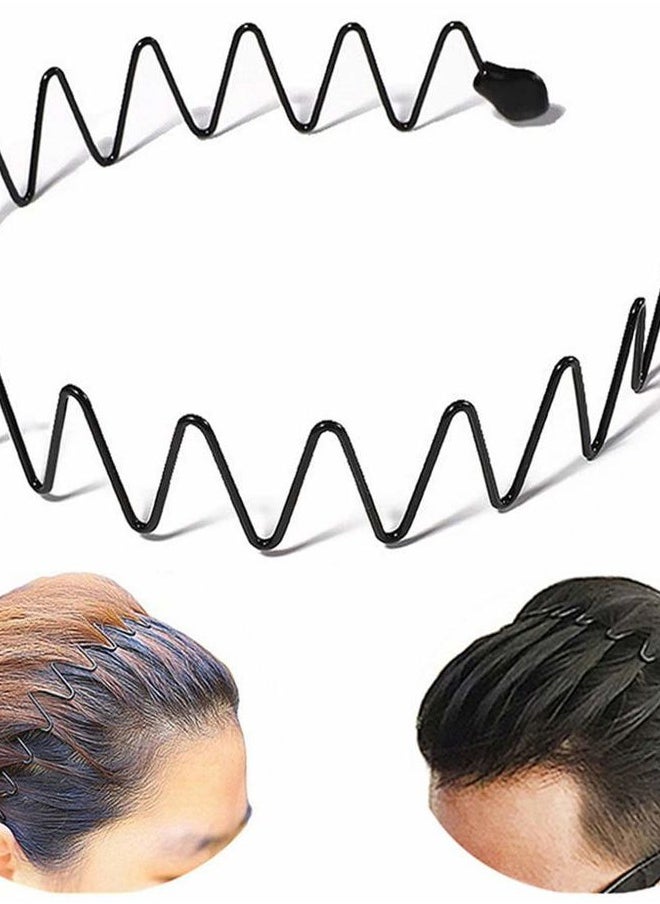 bodbop XINGZHE - Metal Hair Band Men Headband Women's Fashion Hair Bands Elastic Stylish Sports Hairband Head Hoop with Non Slip Wavy Teeth, Black - Image 1