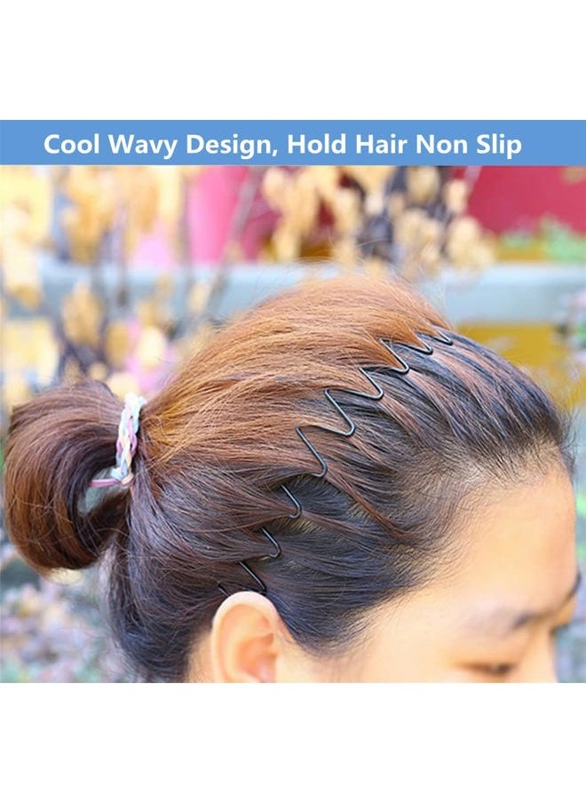 bodbop XINGZHE - Metal Hair Band Men Headband Women's Fashion Hair Bands Elastic Stylish Sports Hairband Head Hoop with Non Slip Wavy Teeth, Black - Image 1