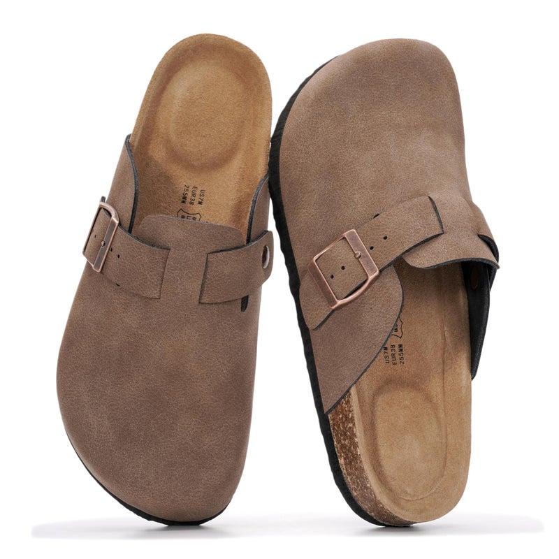Project Cloud Genuine Leather Footbed Clogs for Women - Memory Foam Arch Support Slippers for Women - Trendy Slip-ons Women's Mules & Clogs Sandals (Benton,TANLEATHER,10M) - Image 1
