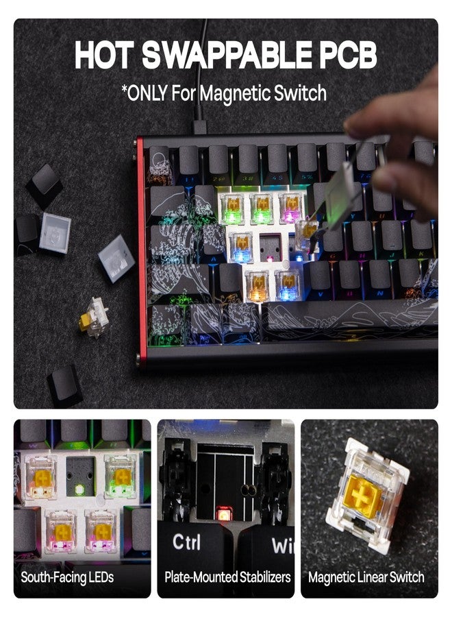 MechLands AJAZZ ALUX68 HE Aluminum Rapid Trigger Gaming Keyboard with Magnetic Switch, Wired Hall Effect Keyboard with 8K Polling Rate, 0.125ms Latency, RGB Backlight (Black Side-Printed, ALUX68) - Image 5