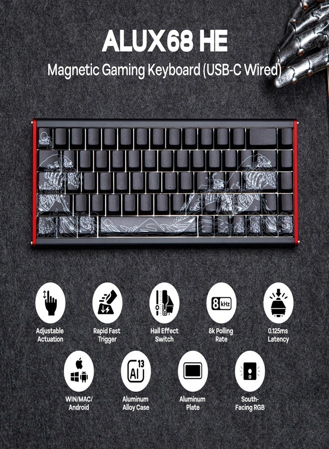MechLands AJAZZ ALUX68 HE Aluminum Rapid Trigger Gaming Keyboard with Magnetic Switch, Wired Hall Effect Keyboard with 8K Polling Rate, 0.125ms Latency, RGB Backlight (Black Side-Printed, ALUX68) - Image 2