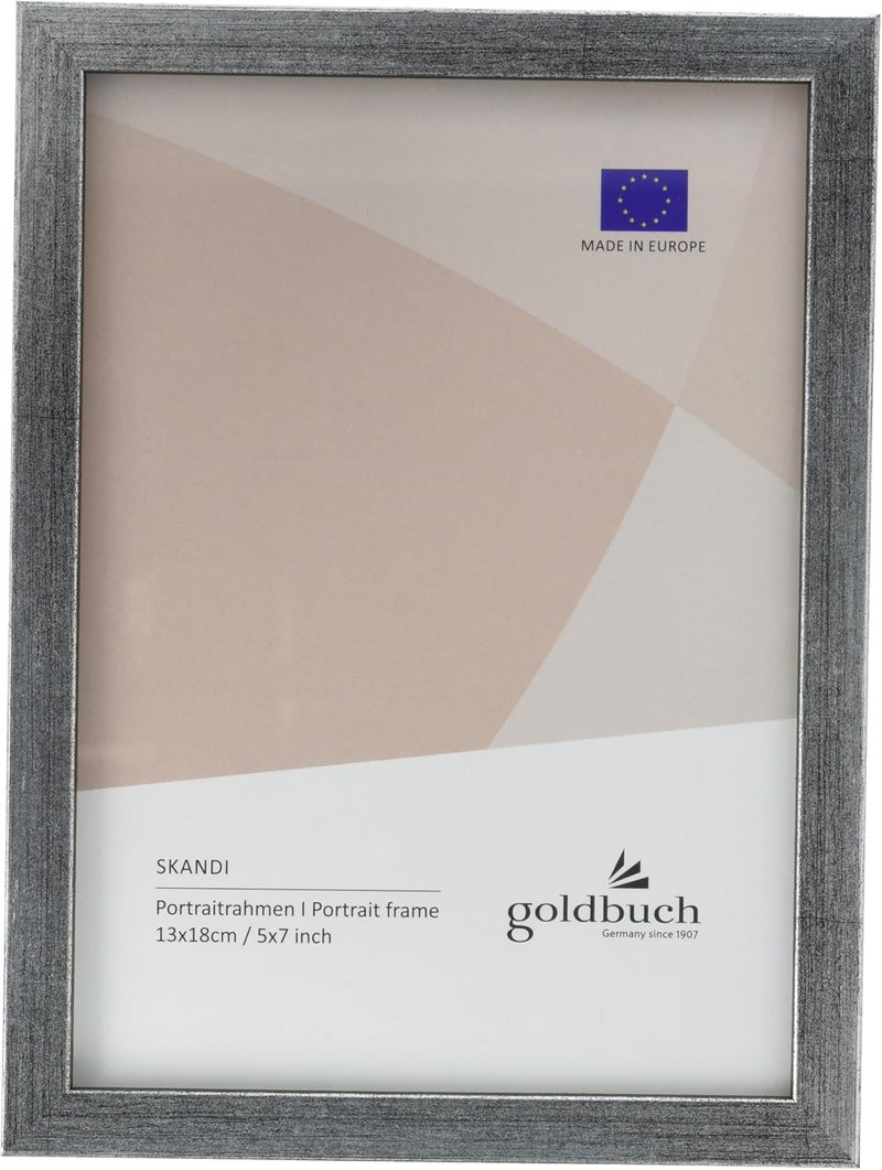 goldbuch Skandi Picture Frame, 13 x 18 cm, Single Frame Made of Real Wood, Portrait Frame for Standing, Wooden Frame with Wall Mount, Photo Frame, Silver Frame - Image 3