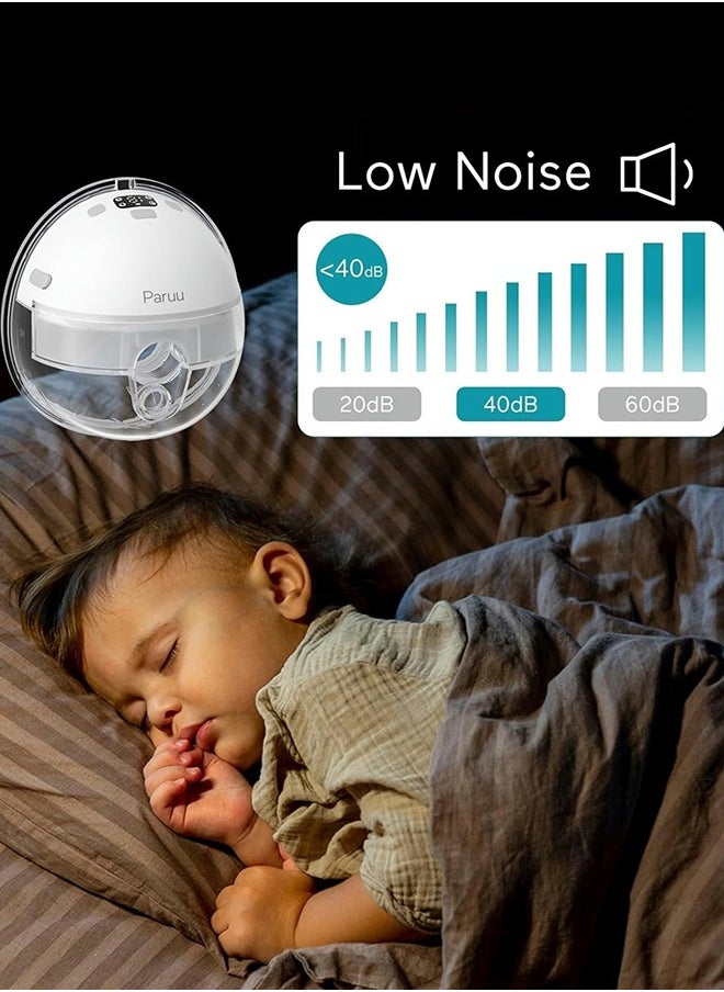 Paruu - P16 Hands-Free Electric Wearable Breast Pump With Strong Suction, Low Noise, 4 Modes And 12 Levels, 19/21 MM Insert Accessories, 2 Pieces - Image 1