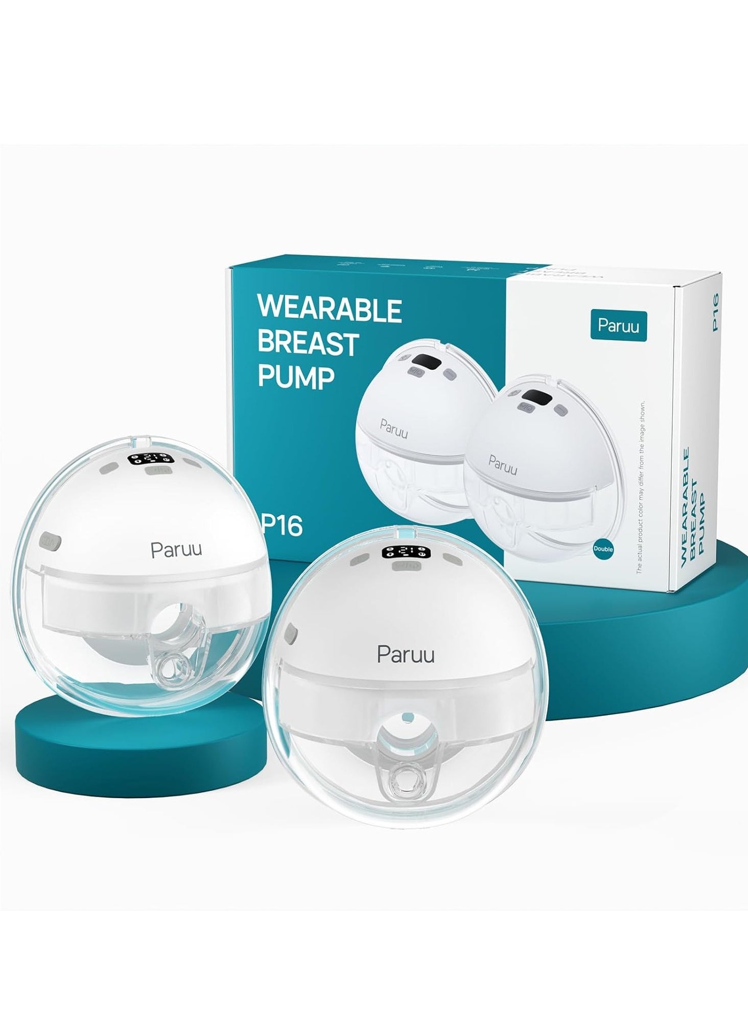 Paruu P16 Hands-Free Electric Wearable Breast Pump With Strong Suction, Low Noise, 4 Modes And 12 Levels, 19/21 MM Insert Accessories, 2 Pieces 