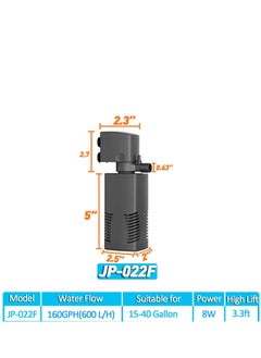 Excefore Fish Tank Filter, Aquarium Internal Filter for 15-40 Gallon Tank, Crystal Clear Aquarium Filters, Submersible Pump& Filter System Turtle Tank Accessories for Fish Tank Water Clean  - Image 5