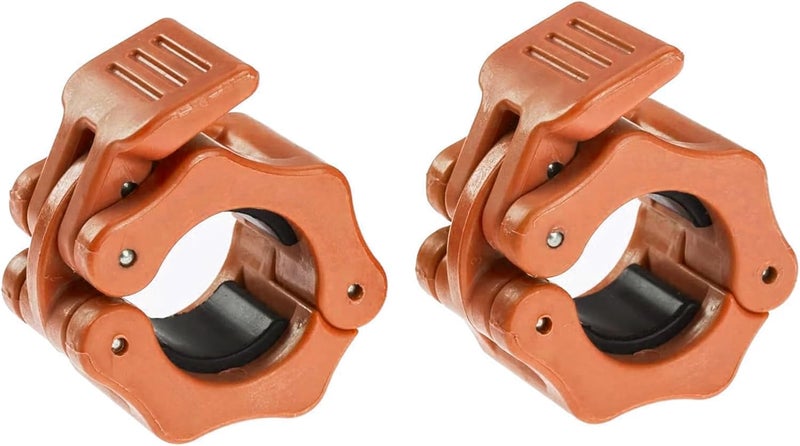 GW Tech Barbell Clamps 1 inch, Exercise Collars 1"(25mm) Quick Release Pair of Locking Collar Clips for Workout Weightlifting Fitness Training (Orange) - Image 1
