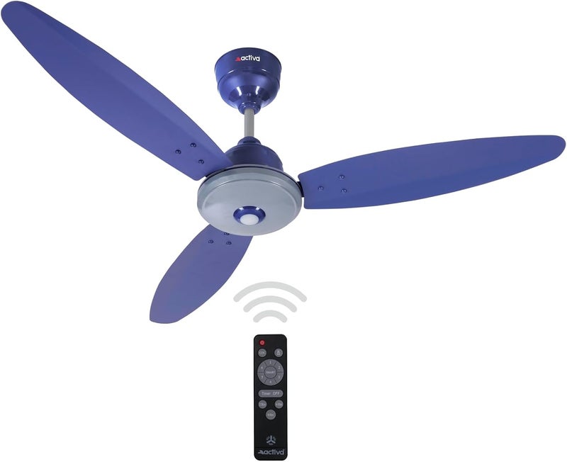 Activa Gracia 1200 MM (28 Watt) BLDC Motor Fan With LED Light |Remote| 3 Blade Energy Saving Ceiling Fan With 5 Year Warranty (Silver Blue) - Image 1