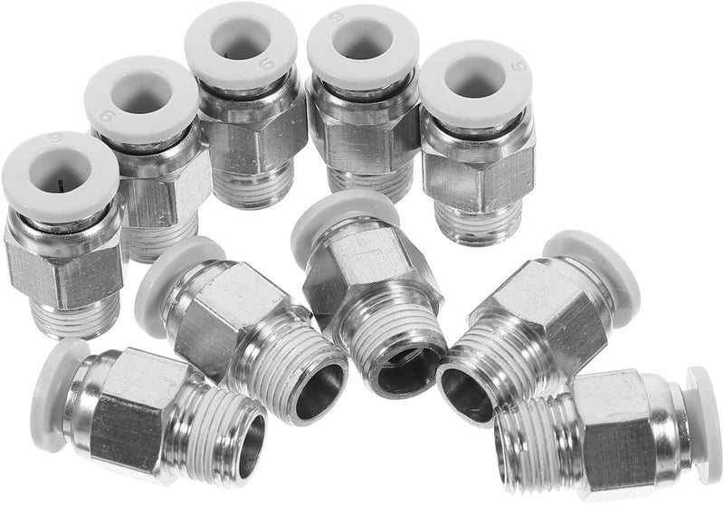 10 قطع من ملحقات الهواء بقطر 6 مم من نوع “Push-in”， بتصميم سريع الاتصال، بمواصفات NPT 1/8”، لتوصيل أنابيب الهواء المستخدمة في تجميع أنابيب الهواء للطابعات ثلاثية الأبعاد. - Image 1