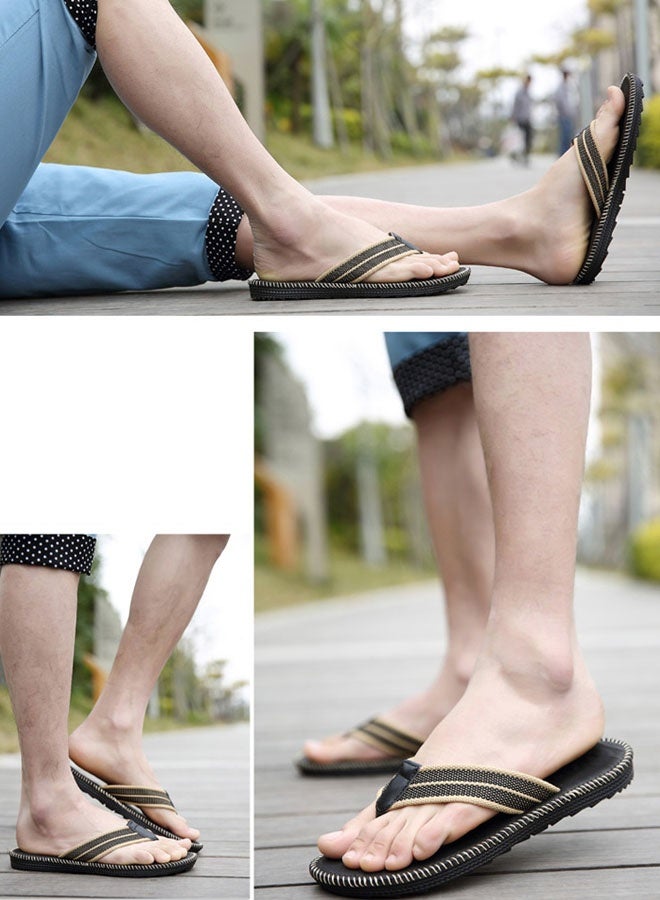 Hanayo Men's Slipper Flip Flops Beach Shoes Indoor and Outdoor Casual Shoes Anti-skid Soft Bottom Slippers Flip- Flops Summer Male Slippers(Black) - Image 3