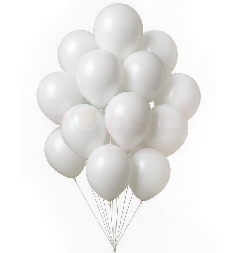 Propsicle White Metallic Balloons Pack of 50 | Latex Balloons for Birthday Decoration, Anniversary, Bachelorette Setup, Kids Celebration Decor | Supports Helium & Air Inflation - Image 1