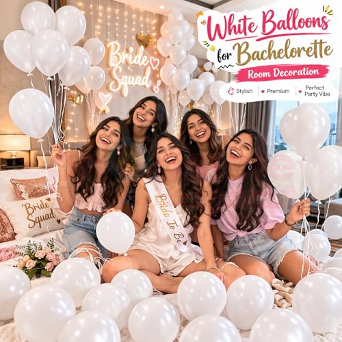 Propsicle White Metallic Balloons Pack of 50 | Latex Balloons for Birthday Decoration, Anniversary, Bachelorette Setup, Kids Celebration Decor | Supports Helium & Air Inflation - Image 5