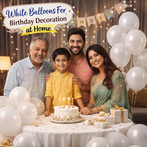 Propsicle White Metallic Balloons Pack of 50 | Latex Balloons for Birthday Decoration, Anniversary, Bachelorette Setup, Kids Celebration Decor | Supports Helium & Air Inflation - Image 3