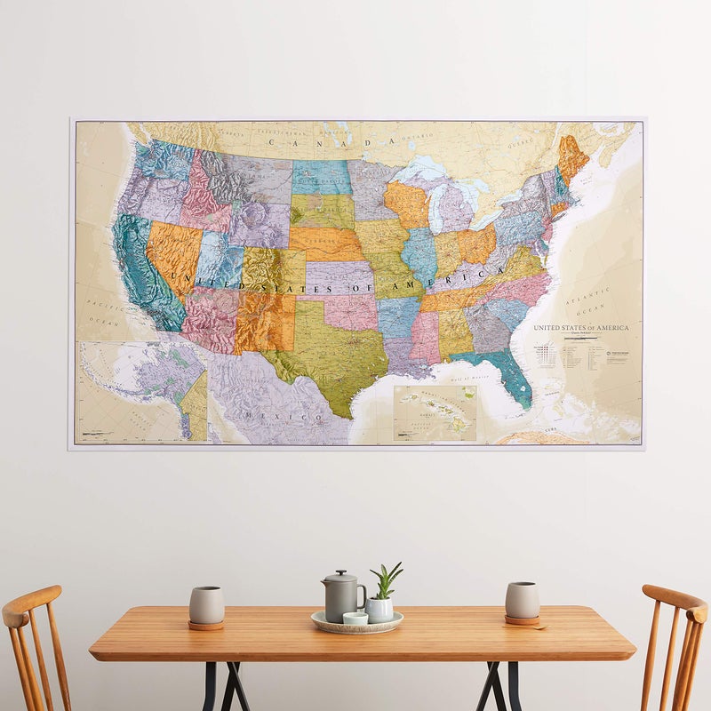 Maps International Giant Classic USA Mega-Map - Map of The United States Poster - Front Lamination - 46 x 80 - Image 2