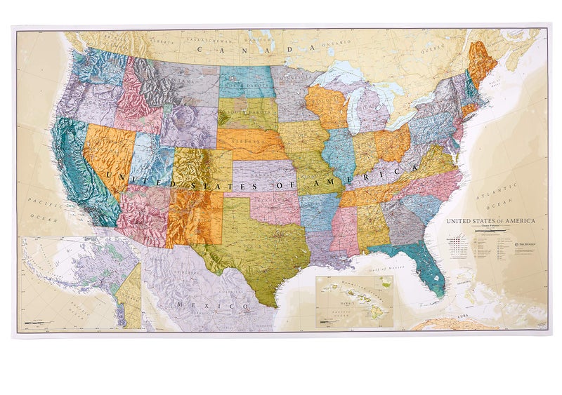 Maps International Giant Classic USA Mega-Map - Map of The United States Poster - Front Lamination - 46 x 80 - Image 1