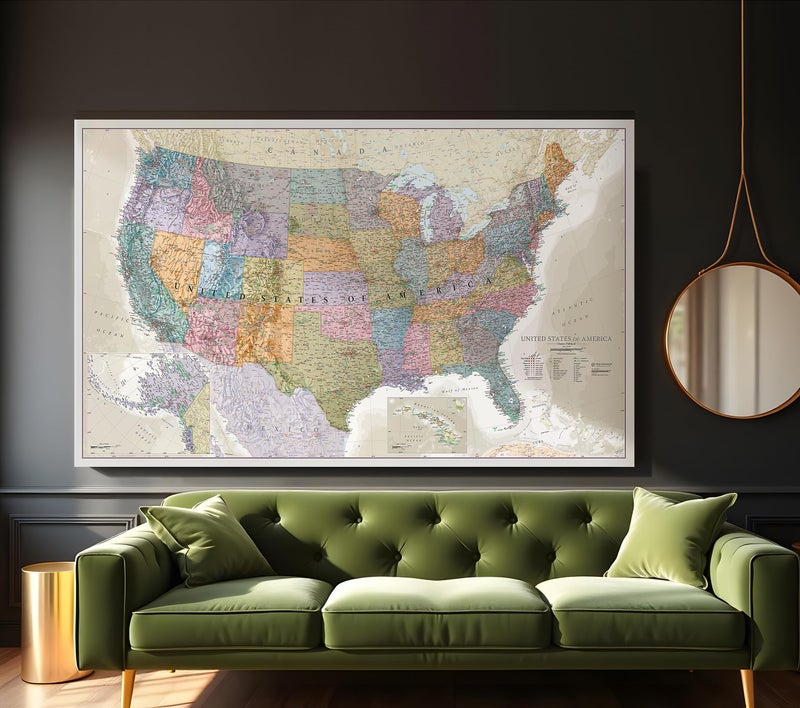 Maps International Giant Classic USA Mega-Map - Map of The United States Poster - Front Lamination - 46 x 80 - Image 4
