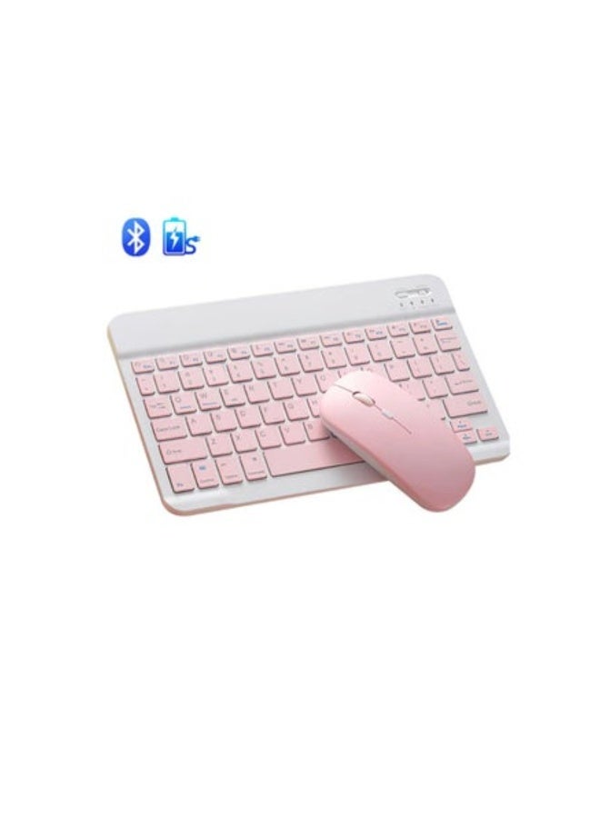 ACLIX Wireless Keyboard and Mouse Combo Bluetooth Keyboard Mouse Set with Rechargeable Battery Pink - Image 1