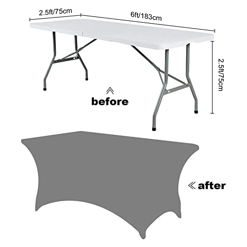 SuperO Waterproof Spandex Table Cover for 6FT Table Universal Fitted Stretch Tablecloth for Party, Banquet, Wedding and Events-Black - Image 4