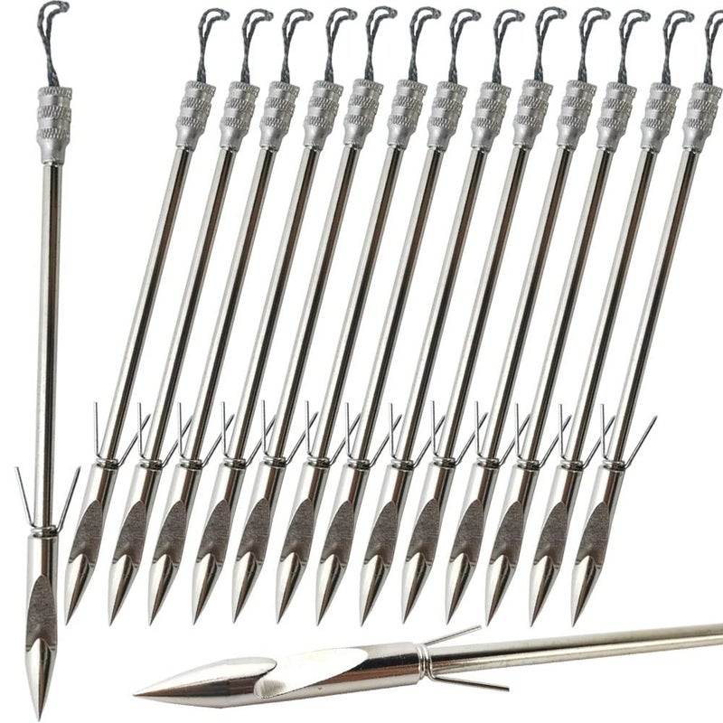 NSBELL 15PCS 5.7" Fish Shooting Darts Fishing Arrows Stainless Steel Fishing Arrowheads Dartfor Fishing Slingshot Darts (Silver) - Image 1