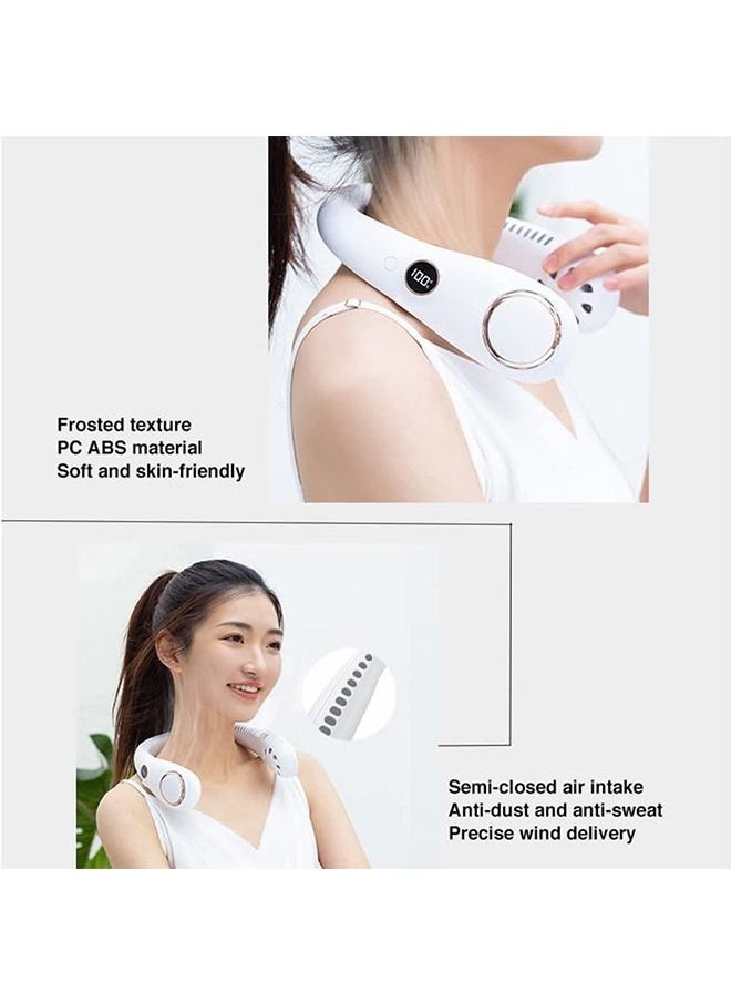 Generic - Portable Neck Fan, Bladeless Wearable Personal Fan, Rechargeable USB Fan 3 Speed, 60 Air Outlet, Quiet 360° Cooling Hanging Neck Fan,Mini Hand Free Neck fan with LED Display and USB Rechargeable - Image 1