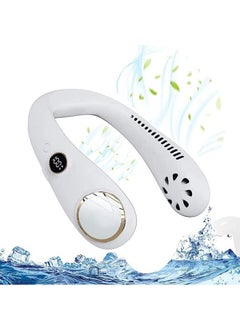 Portable Neck Fan, Bladeless Wearable Personal Fan, Rechargeable USB Fan 3 Speed, 60 Air Outlet, Quiet 360° Cooling Hanging Neck Fan,Mini Hand Free Neck fan with LED Display and USB Rechargeable