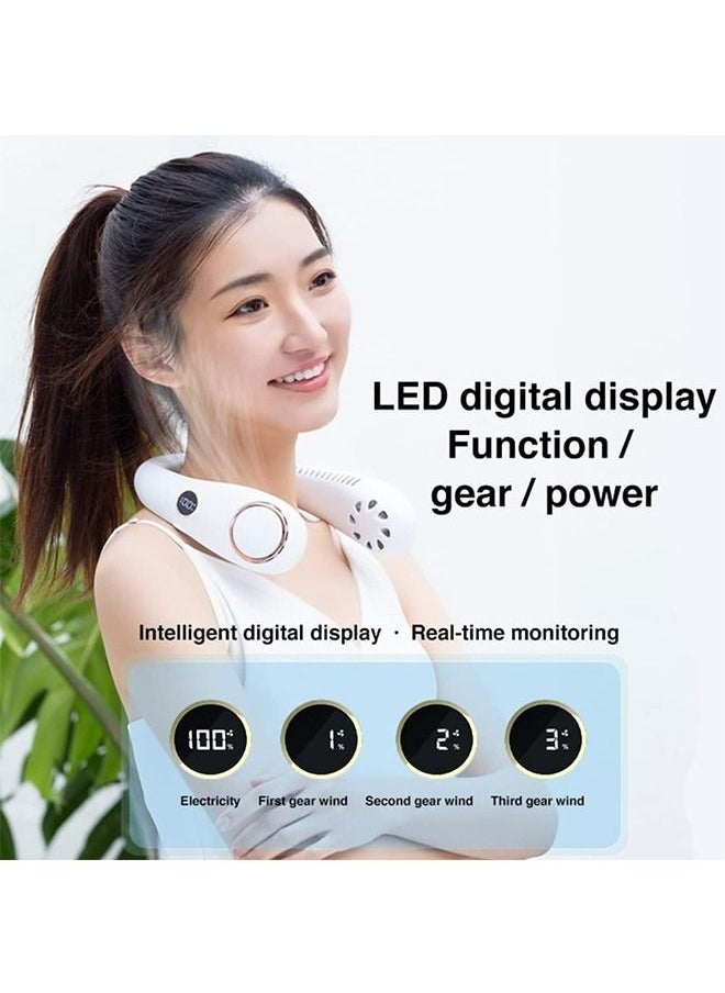Generic - Portable Neck Fan, Bladeless Wearable Personal Fan, Rechargeable USB Fan 3 Speed, 60 Air Outlet, Quiet 360° Cooling Hanging Neck Fan,Mini Hand Free Neck fan with LED Display and USB Rechargeable - Image 1