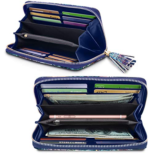 Coco Rossi Women Wallets Multi Card Case Wallet Clutch Wallet Card Holder Organizer Ladies Purse Floral Tassel Wrist strap Purse,Mandala Nebula - Image 3