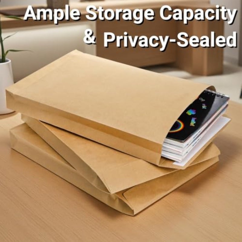 Expandable Envelope, Large Kraft Catalog Envelopes, Peel and Seal Document Organizer, for Mailing Flat Letter Size Documents or Photos, for Home, Office, Business 238x335x40 mm, 25 Pack - Image 3