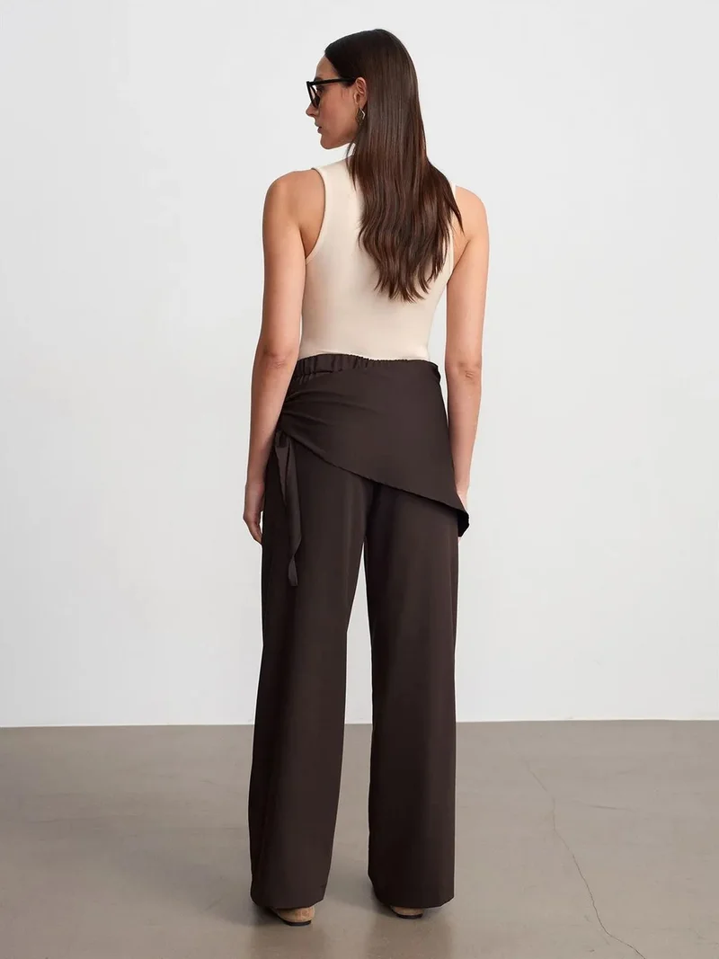 ديلفين Dilvin High-Waist Wide-Leg Crepe Trousers