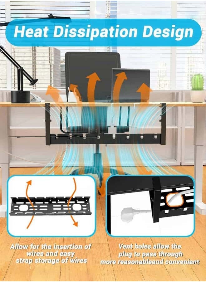 ELIKLIV Under Desk Cable Management Tray, Retractable 12" into 21.6", No Drill Cable Tray Basket, Cord Organizer for Desk  - Image 3