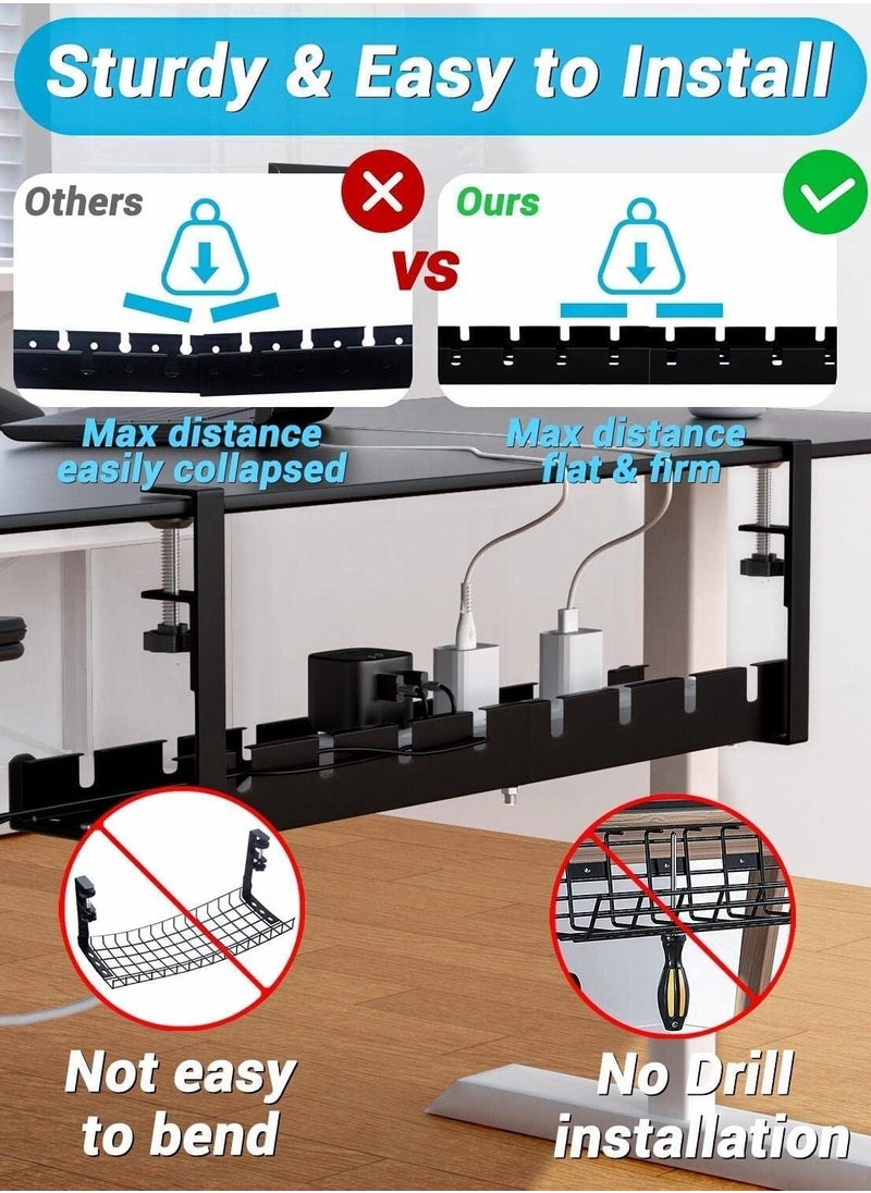 ELIKLIV Under Desk Cable Management Tray, Retractable 12" into 21.6", No Drill Cable Tray Basket, Cord Organizer for Desk  - Image 5
