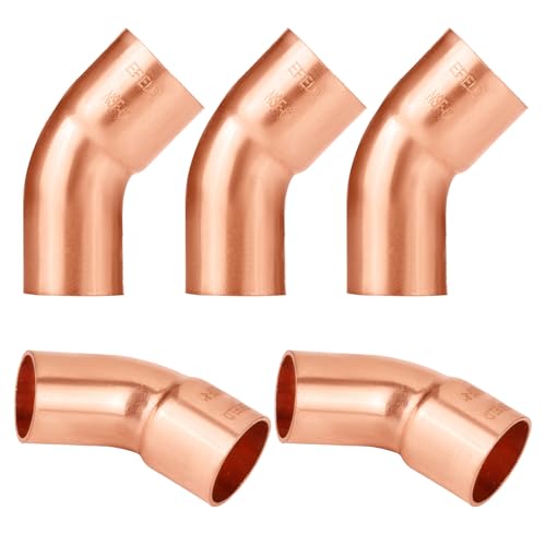 EFIELD 5Pack EFIELD 1 FTG x 1 Copper Short Radius 45 Street Elbow Copper Fittings 1x1COPPER028 - Image 1