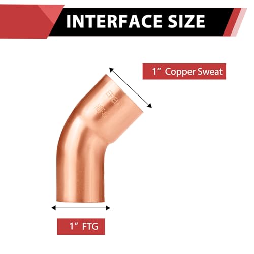 EFIELD 5Pack EFIELD 1 FTG x 1 Copper Short Radius 45 Street Elbow Copper Fittings 1x1COPPER028 - Image 3