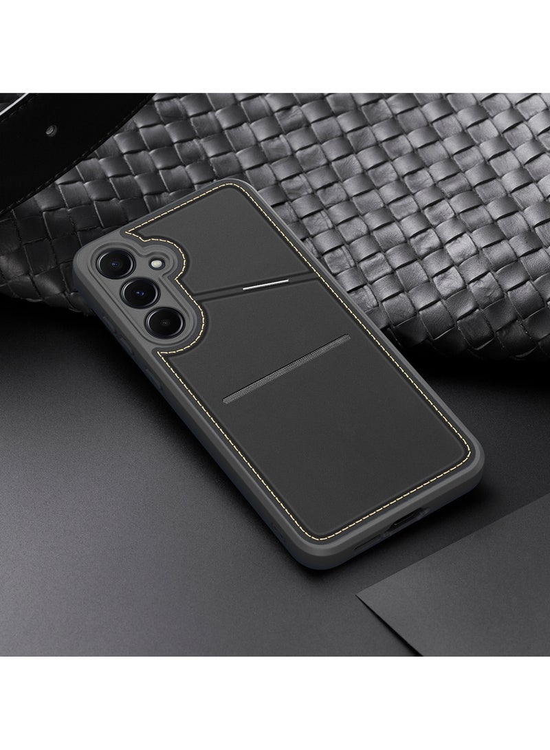 دوكس دوتشيز حافظة DUX DUCIS لهاتف سامسونج A55 5G مع مسند وحامل بطاقة الائتمان متوافق مع غطاء حماية شديد التحمل من الجلد MagSafe (أسود) - Image 2