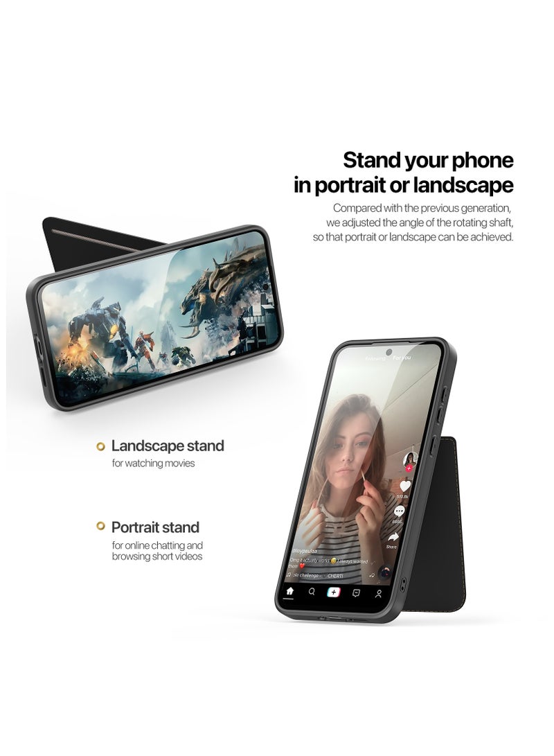 دوكس دوتشيز حافظة DUX DUCIS لهاتف سامسونج A55 5G مع مسند وحامل بطاقة الائتمان متوافق مع غطاء حماية شديد التحمل من الجلد MagSafe (أسود) - Image 4