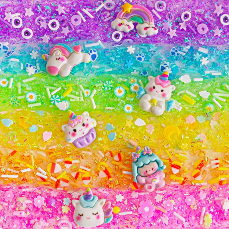 Okaybee Crystal Clear Slime Kit with 36 Add-ins & 17 FL OZ Premade Base - DIY Rainbow Slime Making Kit in Bucket for Kids, Gift for Girls and Boys Ages 8-12, Party Favors for Birthday, Easter, Halloween - Image 4