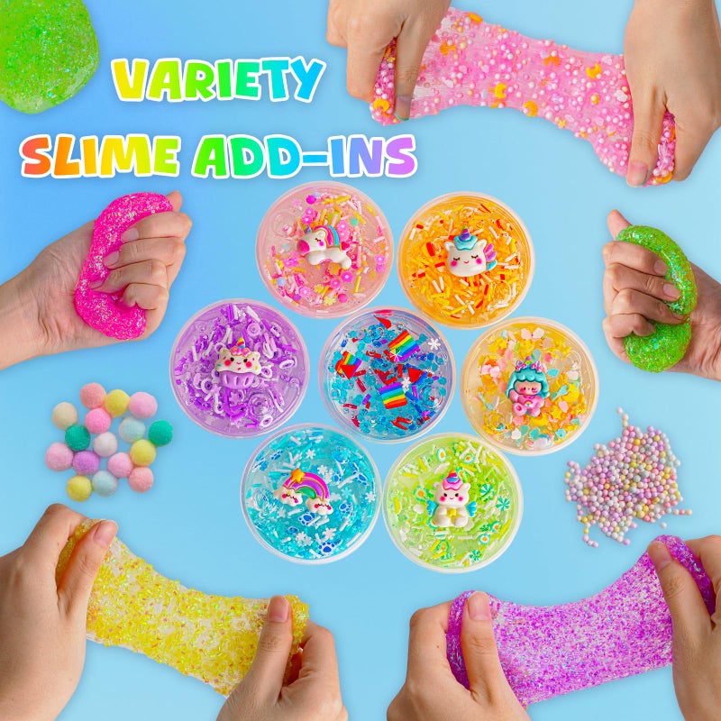 Okaybee Crystal Clear Slime Kit with 36 Add-ins & 17 FL OZ Premade Base - DIY Rainbow Slime Making Kit in Bucket for Kids, Gift for Girls and Boys Ages 8-12, Party Favors for Birthday, Easter, Halloween - Image 2