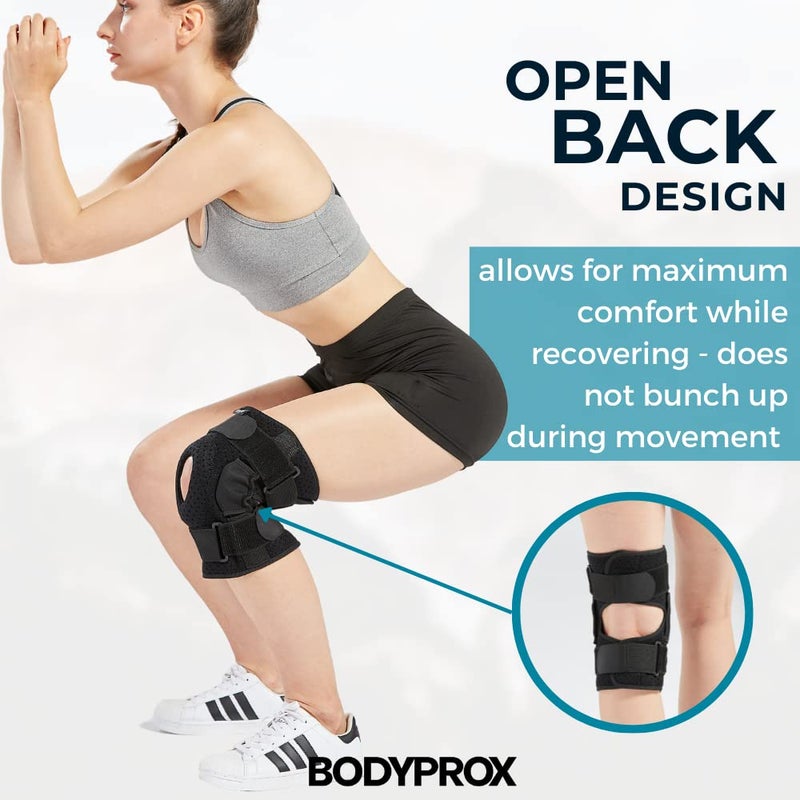 Bodyprox دعامة للركبة بمفصل للرجال والنساء، دعم للركبة للإصابات المتورمة في الرباط الصليبي الأمامي، الأوتار، الأربطة والغضروف المفصلي - Image 4