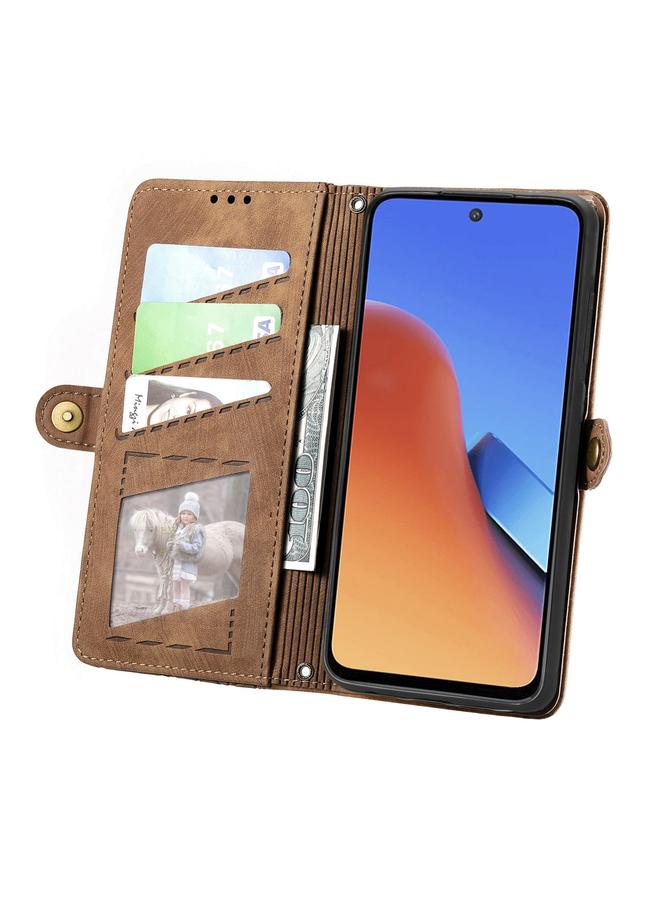 إيروريكس جراب لهاتف Xiaomi Redmi Note 12S، جراب هاتف جلدي بسحاب هندسي ومشبك جانبي - Image 3