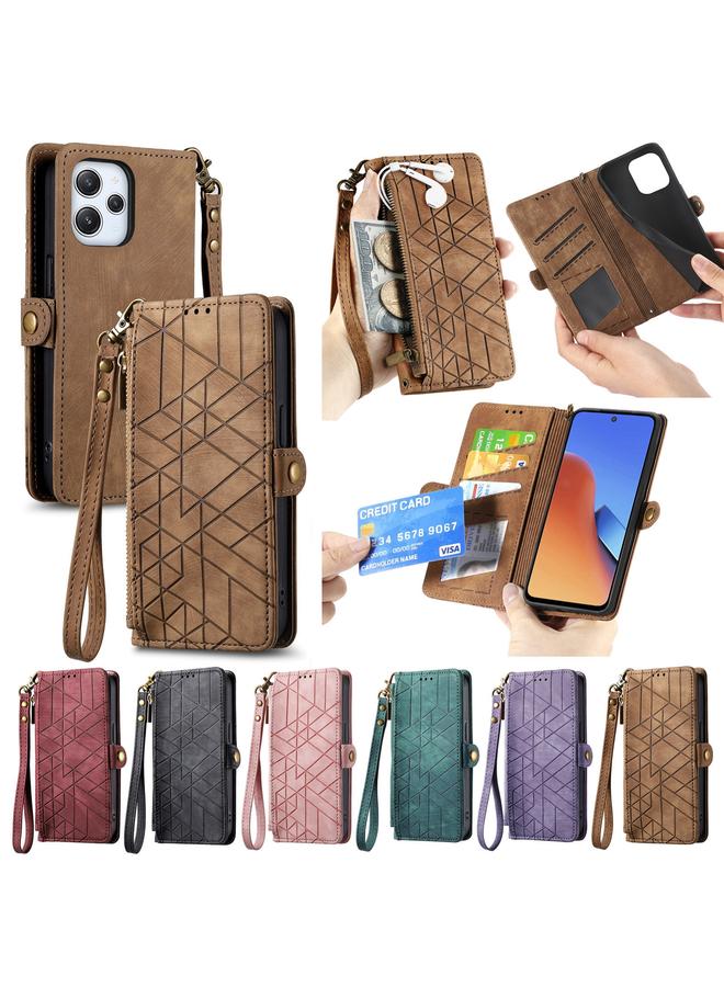 إيروريكس جراب لهاتف Xiaomi Redmi Note 12S، جراب هاتف جلدي بسحاب هندسي ومشبك جانبي - Image 5