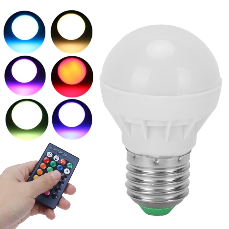 RGB+W Light Bulb 3W E27 Remote Control Color Changing Lamp Home Decoration 85265V - Image 1