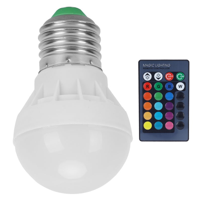 RGB+W Light Bulb 3W E27 Remote Control Color Changing Lamp Home Decoration 85265V - Image 4