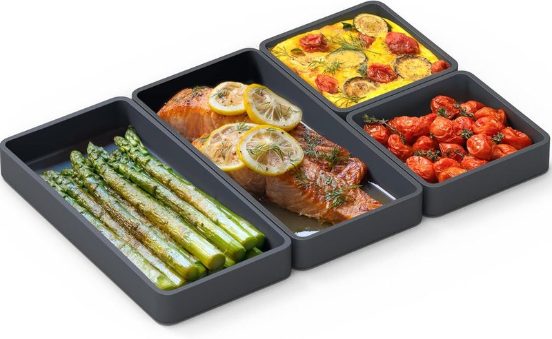 Prepd Cheat Sheets - Original Silicone Sheet Pan Dividers For Cooking & Meal Prep - Non Stick Silicone Tray Baking Set, Oven Safe & Freezer-Friendly - 4 Cheat Sheets Baking Trays - Image 1
