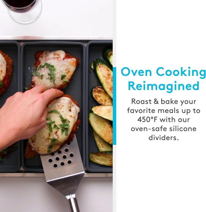 Prepd Cheat Sheets - Original Silicone Sheet Pan Dividers For Cooking & Meal Prep - Non Stick Silicone Tray Baking Set, Oven Safe & Freezer-Friendly - 4 Cheat Sheets Baking Trays - Image 4