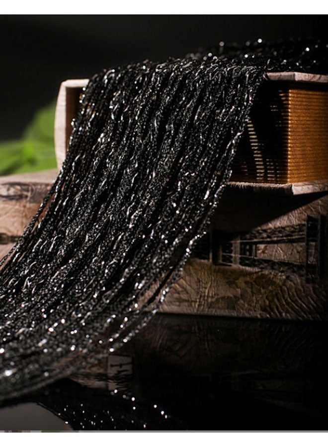 إيهوم ستارة باب خيط خيط الشريط الفضي المسطح النادر خيط الشريط الفضي المسطح النادر، لوحة نافذة مقسم غرفة مقسم غرفة شريط شريط لطيف شرابة لأجزاء مطعم بيت القهوة للزفاف، أسود （1 قطعة） - Image 1