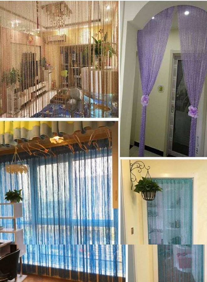 إيهوم ستارة باب خيط خيط الشريط الفضي المسطح النادر خيط الشريط الفضي المسطح النادر، لوحة نافذة مقسم غرفة مقسم غرفة شريط شريط لطيف شرابة لأجزاء مطعم بيت القهوة للزفاف، أسود （1 قطعة） - Image 3